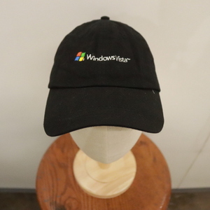 CAP120 2000年代製 BIG ベースボールキャップ■00s ブラック 黒 Windows hat ハット 帽子 アメカジ ストリート 古着 古着卸 激安