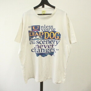 T457 90sビンテージ BIGDOGS 半袖プリントTシャツ USA製■1990年代製 表記XLサイズ 白 ホワイト アメカジ ストリート 古着 激安 希少