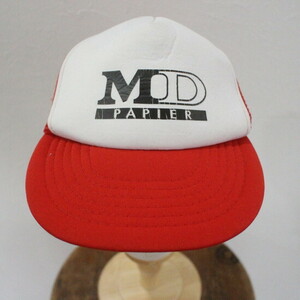 CAP220 90sビンテージ MD PAPIER メッシュキャップ■1990年代製 赤 レッド hat ハット 帽子 小物 アンティーク 古着 アメカジ ストリート