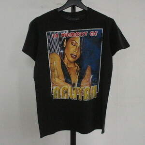 M380 2000年代製 AALIYAH 半袖プリントTシャツ■00s 表記Sサイズ ブラック 黒 アリーヤ ロックT バンドT R＆B HIPHOP 古着 古着卸 激安