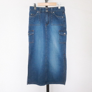 i198 2000 period made ARIZONA Denim skirt #00s declared size 10 lady's Denim cargo slit tight American Casual Street old clothes old clothes .