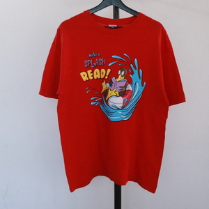 i216 2000年代製 アニマルプリントTシャツ■00s Mサイズぐらい アート 可愛い RED アメカジ イラスト ストリート 古着 古着卸 90s
