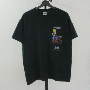 e364 2000年代製 JUSTBareIT 半袖プリントTシャツ■00s 表記Mサイズ ブラック 黒 胸ポケットT エロ アメカジ ストリート 古着卸 激安 90s