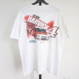 e390 2000年代製 NASCAR 半袖Tシャツ■00s 表記XLサイズ バドワイザー レーシング ホワイト 古着 アメカジ ストリート 90s 80s 70s HARVICK