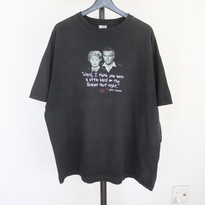 d268 2000年代製 テネシーリバー JUNECLEAVER メッセージ プリントTシャツ■00s 表記2XLサイズ 黒 ブラック アメカジ ストリート 古着卸