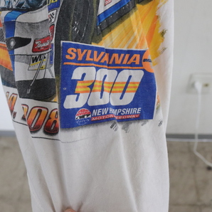 F415 2008年製 HASE NASCAR レーシング プリント 半袖Tシャツ■00s 表記Lサイズ ホワイト 古着 アメカジ トップス 総柄 ストリート 90sの画像9