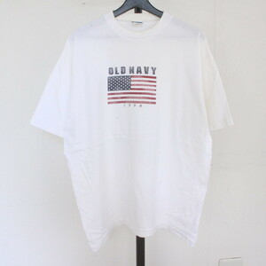 e445 90sビンテージ OLDNAVY 半袖プリントTシャツ■1990年代製 表記XLサイズ ホワイト 白 星条旗 アメカジ ストリート 古着 古着卸 80s 70s