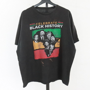 N309 2000年代製 半袖プリントTシャツ■00s XLサイズくらい 黒 ブラック BLACKHISTORY アメカジ ストリート 古着 古着卸 オールド 激安 90s