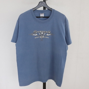 Z259 2004年製ビンテージ ギルダン 半袖プリントTシャツ■00s 表記Lサイズ ブルー スカル ファイヤー スタージス アメカジ ストリート 古着の画像2
