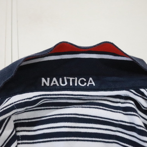 N352 2000年代製 NAUTICA ノーチカ 半袖ポロシャツ■00s 表記Lサイズ ネイビー ボーダー カノコ アメカジ ストリート 古着 古着卸 希少 90sの画像9