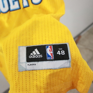N362 2000年代製 adidas アディダス メッシュタンクトップ ゲームシャツ■00s 表記48 イエロー 黄色 NBA NUCCETS アメカジ ストリート 古着の画像5