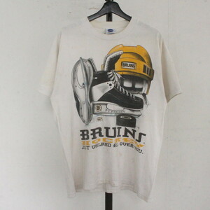 N318 2000年代製 COLLEGECONCEPTS 半袖Tシャツ■00s 表記Lサイズ NHL BRUINS ホワイト 白 古着 アメカジ ストリート 90s 80s 70s 古着卸