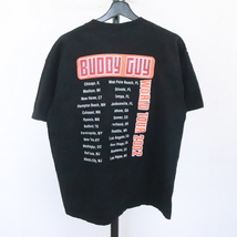 R463 2002年製ビンテージ M&OKnits 半袖プリントTシャツ■00s 表記Lサイズ ブラック 黒 BUDDYGUY ロックT アメカジ ストリート 古着卸 古着_画像2