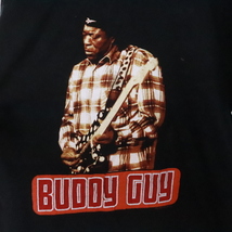 R463 2002年製ビンテージ M&OKnits 半袖プリントTシャツ■00s 表記Lサイズ ブラック 黒 BUDDYGUY ロックT アメカジ ストリート 古着卸 古着_画像4