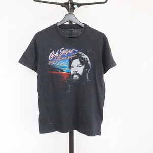 P319 80sビンテージ ボブシガー BOBSEGER ロックTシャツ■1980年代製 Sサイズくらい 黒 ブラック アメカジ ストリート バンドT 古着卸 70s