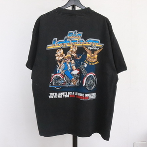 S442 90sビンテージ HANES ヘインズ 半袖プリントTシャツ■1990年代製 表記XLサイズ エロ 黒 ブラック アメカジ ストリート 古着 激安 希少