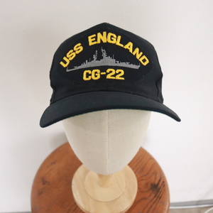 CAP25 80sビンテージ ベースボールキャップ USS USA製■1980年代製 刺繍 ネイビー ハット hat 帽子 キャップ 紺 古着 アメカジ ストリート