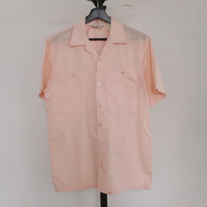 O475 90sビンテージ 半袖シャツ USA製■1990年代製 表記Mサイズ ピンク オープンカラー 古着 古着卸 オールド 激安 希少