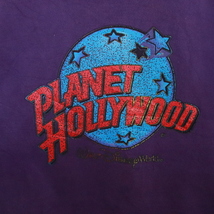 O485 90sビンテージ PLANETHOLLYWOOD 半袖プリントTシャツ USA製■1990年代製 表記XLサイズ パープル 紫 ディズニー 古着卸 アメカジ 80s_画像6