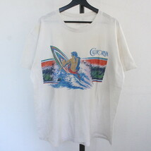O549 90sビンテージ STEDMAN 半袖プリントTシャツ USA製■1990年代製 表記XLサイズ ホワイト 白 サーフ アメカジ 古着 古着卸 激安 希少_画像1