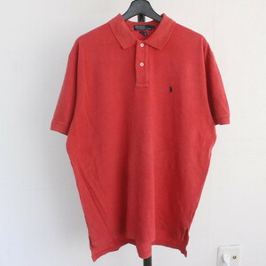 O584 2000年代製 ラルフローレン カノコ 半袖ポロシャツ ワンポイントロゴ■00s 表記Lサイズ 赤 レッド アメカジ ストリート POLO 古着卸