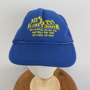 CAP93 2000年代製 メッシュキャップ■00s ブルー 青 イエロー アメカジ ストリート HAT ハット 帽子 古着 古着卸 オールド 激安 希少 検