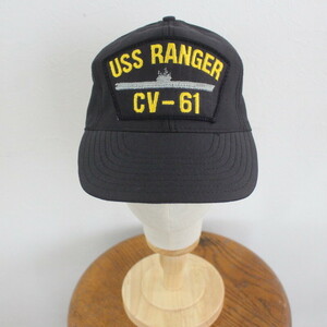 CAP99 USA直輸入 90sビンテージ USS CV-61 ベースボールキャップ■1990年代製 ネイビー 刺繍 アメカジ ストリート HAT ハット 帽子 古着
