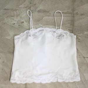 f373 90s Vintage Christian Dior camisole USA made #1990 period made inscription M size lady's white white race American Casual 80s