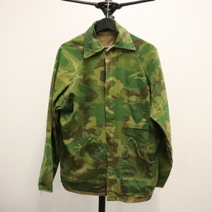 U497 70s Vintage camouflage cotton jacket #1970 period made approximately XL size green reversible Mitchell duck American Casual Street old clothes 60s