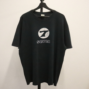 g323 2000年代製 GILDAN ギルダン 半袖プリントTシャツ■00s 表記XLサイズ ブラック 黒 Seven アメカジ ストリート 古着 古着卸 オールド