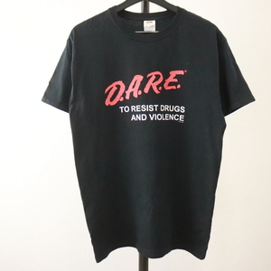 g337 2000年代製 フルーツオブザルーム 半袖Tシャツ■00s 表記Mサイズ 古着 アメカジ ストリート ブラック DARE 90s 80s メッセージ 70s