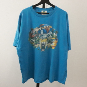 g353 2000年代製 UNIVERSAL 半袖プリントTシャツ■00s 表記2XLサイズ ブルー ユニバーサルスタジオ ジョーズ アメカジ ストリート