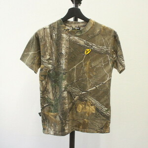 F531 2000年代製 SCENTBLOCKER 半袖総柄Tシャツ■00s 表記ボーイズMサイズ ブラウン リアルツリーカモ アメカジ 古着 古着卸 激安 希少