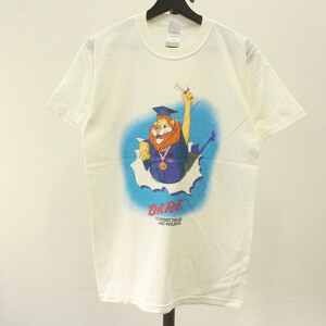 a290 90sビンテージ GILDAN ギルダン 半袖プリントTシャツ■1990年代製 表記Sサイズ D.A.R.E. アニマル 白 ホワイト アメカジ ストリート 