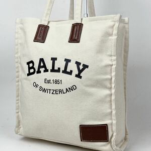 極美品/A4可 BALLY バリー トートバッグ 肩掛け ショルダー メンズ レディース ビジネス ハンド キャンバス ホワイト 白 クリスタリア ロゴ