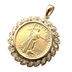  リバティ金貨 イーグル 1987年 6.6g アメリカ K18/22 ダイヤモンド イエローゴールド コイン ペンダントトップ Gold デザイン枠