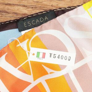 1円/ESCADA/訳 シルク ツイル 正方形 スカーフ イタリア製 ロゴ ストライプ インポート エスカーダ 新品/マルチカラー/iz638/の画像4