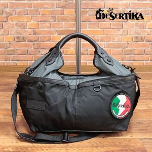 DESERTIKA/2WAYバッグ AKKRESSIVE SMALL-1006 CORDURA＆リモンタ社 撥水 丈夫 無地 イタリア製 カバン 斜め掛け 新品/グレー×黒/ie349/