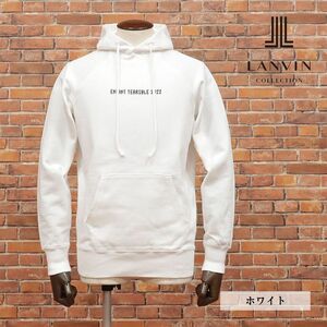 LANVIN COLLECTION/52サイズ/日本製パーカー スウェット レタード プリント ラグラン ストリート サーフ 新品/白/ホワイト/ib174/