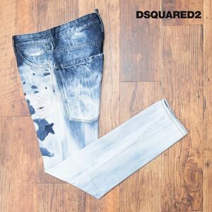 DSQUARED2/48サイズ/美脚デニムパンツ S71LB1017 COOL GUY JEAN ダメージ ブリーチ イタリア製 個性 ストリート 新品/青/ブルー/id119/