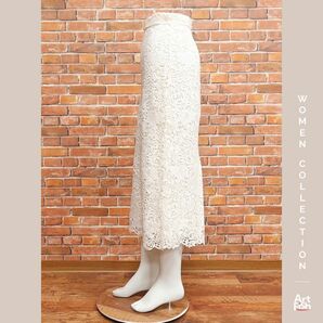 1円/春夏/ERMANNO SCERVINO/IT42サイズ/レース タイトスカート イタリア製 インポート エルマンノシェルビーノ 新品/アイボリー/iz248/の画像2