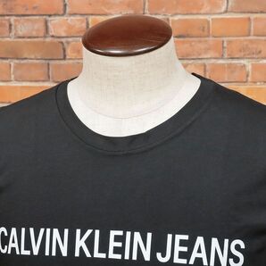1円/CALVIN KLEIN JEANS/Lサイズ/Tシャツ J30J307855 ロゴ プリント 丸首 オーガニック綿 半袖 新品/黒/ブラック/ic605/の画像2