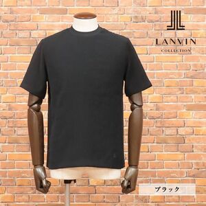 LANVIN COLLECTION/Lサイズ/国産カットソー さらっとポリ ストレッチ◎ 無地 クルーネック シンプル 半袖 新品/黒/ブラック/ib183/