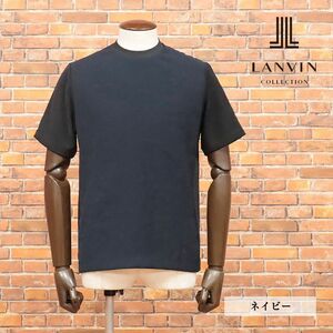 LANVIN COLLECTION/Mサイズ/国産カットソー さらっとポリ ストレッチ◎ 無地 クルーネック シンプル 半袖 新品/紺/ネイビー/ib183/