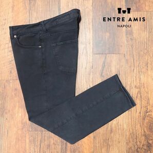 1円/春夏/entre amis/33インチ/訳 カラー デニムパンツ ストレッチ ガーメントダイ イタリア製 アンクル丈 新品/濃紺/ネイビー/ic352/の画像1