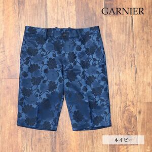 23春夏/GARNIER/Mサイズ/ハーフ パンツ 美艶ジャガード 花柄 ラグジュアリー 色気 ショーツ 新品/紺/ネイビー/ig141/