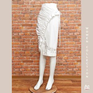 1 jpy / spring summer /ERMANNO SCERVINO/IT40 size / translation gya The - frill tight skirt Italy made e Le Mans no Scervino new goods / white / white /iz245/