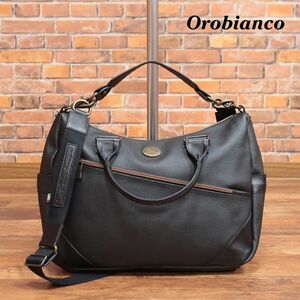 Orobianco/2WAYバッグ SILVOFFICE-B 撥水 耐久PVC レザー イタリア製 クラシカル トラッド 大人 きれいめ カバン 新品/黒/ブラック/ie198/