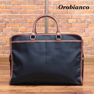 Orobianco/ビジネス バッグ 2X 098 FURNO 撥水 軽量ナイロン レザーハンドル 無地 イタリア製 社会人 通勤 新品/紺/ネイビー/ie190/