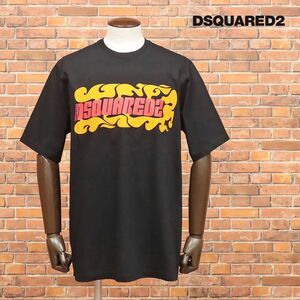 DSQUARED2/XLサイズ/Tシャツ S71GD1133 快適ジャージー ロゴ プリント 丸首 BIGシルエット イタリア製 半袖 新品/黒/ブラック/id194/